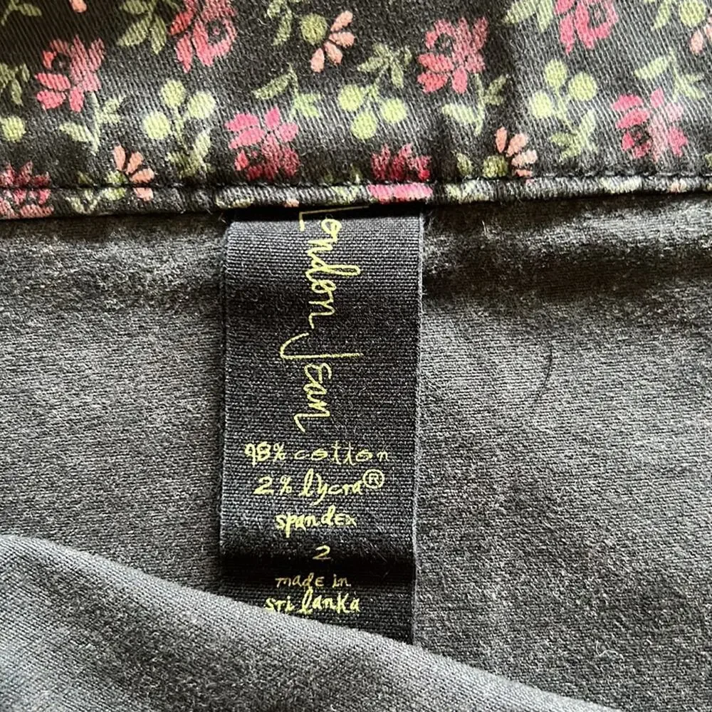 London Jean Green Floral Print Mini Skirt Woman Size 2 Cottagecore
